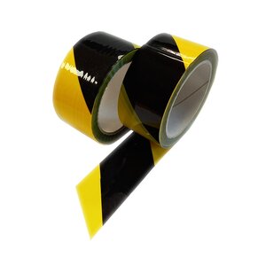 Lepící páska žluto-černá 50 mm /  66 m BOPP