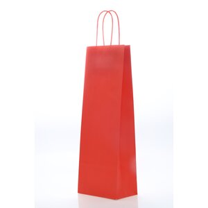 Papírová taška na víno kroucené ucho – červená 14 x 8 x 39 cm