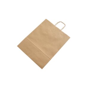 Papírová taška s krouceným uchem hnědá 32 x 12 x 41 cm 