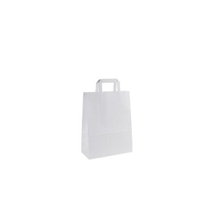 Papírová taška s plochým uchem bílá 26 x 12 x 35 cm