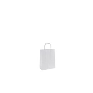 Papírová taška s krouceným uchem bílá 18 x 8 x 24 cm