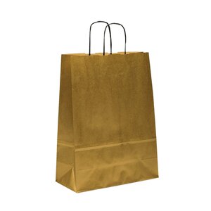 Dárková papírová taška zlatá s krouceným uchem 240 x 110 x 310 mm