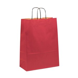 Dárková papírová taška s krouceným uchem červená 240 x 110 x 310 mm, 25 ks