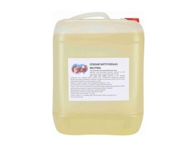 Průhledný plastový kanystr plněný přípravkem na mytí podlah