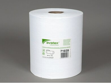 Bílá role textilních ubrousků 